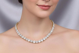 Luxury Women's 18K Gold Filled Moissanite <b>Choker</b> Necklace Round Brilliant Cut Channel Setting Wedding Jewelry - Product Image 5