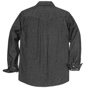 Camisa de Mezclilla para Hombre, Manga Larga, Color Sólido, Casual, Cuello Clásico, Bolsillos, Lavado Oscuro, Corte Regular, Manga Completa - Product Image 3