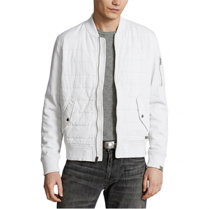 Blouson bomber bleu marine pour homme, col montant zippé, en polaire polyester coupe-vent, idéal pour l'automne - Product Image 6