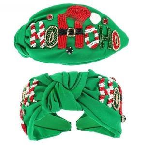 Diadema Navideña Hecha a Mano con Cuentas Verdes y Diseño de Gorro de Santa, Accesorio Festivo para el Cabello para Mujeres, Ideal para Fiestas - Product Image 1