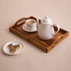 Wholesale Luxury Rectangular Acacia Wood Dining Tray Bulk Hotel Restaurant Serving Platter Elegant Natural Grain Tableware - Product Image 6
