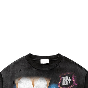 <b>Men's</b> Oversized Short Sleeve T-Shirt Street Style Photo Print <b>Black</b> Cotton Jersey O-Neck Front Logo - Product Image 4