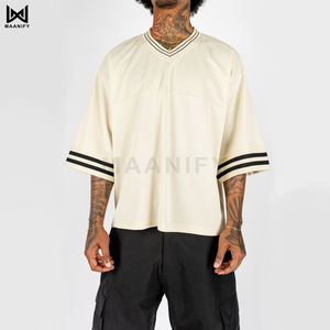 Camiseta de hockey oversize estilo streetwear, de malla, corte holgado y corto, unisex, personalizada, para deportes, venta al por mayor OEM - Product Image 3