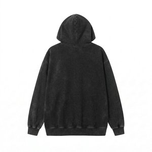 Nouvelle Vente – Sweat à Capuche Oversize Noir pour Homme avec Imprimé Abstrait en Coton French Terry – Coupe Décontractée Automne avec Poches - Product Image 2
