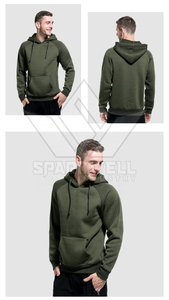 Sweat-shirt à capuche blanc pour homme, coupe classique, en coton French Terry, avec poche avant et logo, décontracté, pour l'automne - Product Image 6