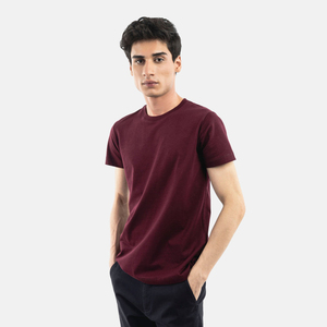 เสื้อยืดคอกลมแขนสั้นสีพื้นสำหรับผู้ชาย ทรงเข้ารูป ผ้าเจอร์ซีย์ถักจากผ้าฝ้าย 100% - Product Image 3