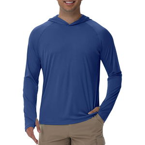 Vente en gros : T-shirt de pêche haute performance à manches longues avec capuche, sublimation, UPF 50, séchage rapide, protection UV, polyester pour l'extérieur - Product Image 2