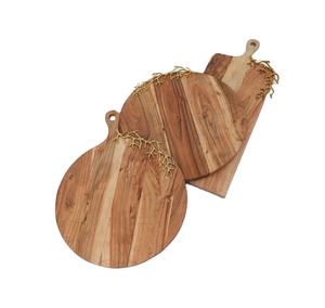 Plateau de service rond fait à la main avec Hendel en laiton Nacre et bois d'acacia jetables écologiques pour restaurant à la maison, etc. - Product Image 1