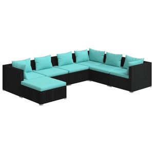 Conjunto de Muebles de Jardín en Negro y Azul Agua, Elegantes Muebles de Patio para Entretenimiento al Aire Libre - Product Image 2