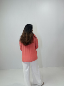 Blusa Casual de Algodón Blanco con Bordado de Organza, Cuello Cruzado, Manga Corta, Hilo Azul y Borlas, para Otoño, Primavera y Verano - Product Image 5