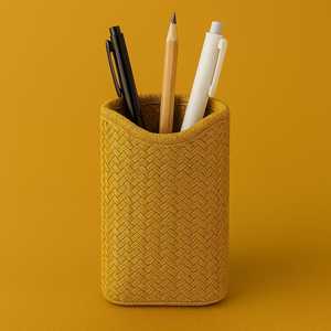Porte-stylos rond en rotin tressé à la main |   Organisateur de bureau en canne naturelle écologique |   Porte-papeterie durable pour le bureau et la maison - Product Image 6