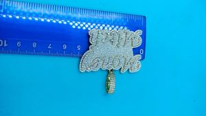 Pendentif personnalisé avec nom, serti de diamants, plaqué argent rhodié, en moissanite, style hip-hop lourd - Product Image 6