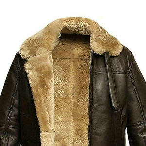 Men's Brown Genuine Leather Waterproof Breathable Eco-Friendly Moto <b>Jacket</b> Stand Collar Zipper Closure <b>Slim</b> <b>Fit</b> Winter Wear - Product Image 5