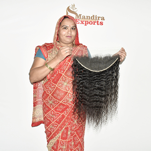 Extensiones de Cabello Humano Virgen 100% Natural, Rizado, Negro, 13*4 Frontal, Sin Procesar, de Templo Indio, Sin Encaje - Product Image 3