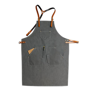 Unisex Professional Cotton Sleeveless <b>Bib</b> <b>Apron</b> Water Resistant Fashionable Design with 1-4 Pockets for Daily Hairdressing Use - Product Image 1