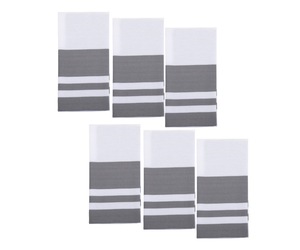 Ensemble de torchons de cuisine en coton rayé, fil teint écologique, blanc avec bords colorés, rectangulaires, tissés, lavables en machine pour usage domestique - Product Image 2