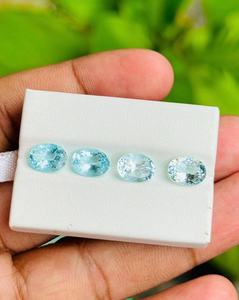 Piedras preciosas sueltas de aguamarina natural, corte ovalado, color azul, para la fabricación de joyas, anillos, colgantes, pendientes, piedra de alta claridad - Product Image 1
