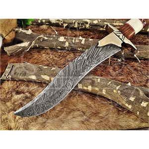Couteau de randonnée et de camping MORTAL SAGA en acier Damas fait main, lame fixe, manche en bois personnalisé, garantie 1 an, design compact - Product Image 2