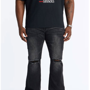 Pantalon évasé vintage personnalisé pour homme en denim japonais selvedge brut, taille haute, coupe ample et décontractée, style streetwear, couleur unie délavée - Product Image 4