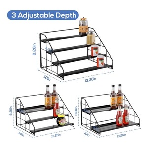 Étagère en métal noir multi-usages à 4 niveaux pour épices, sauces, bocaux et organisation de comptoir, rangement pour tasses et mugs, en provenance d'Inde - Product Image 4