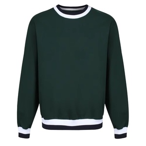 Men's Navy Blue Pillow Collar Fleece 100% Cotton Eco-Friendly Regular Fit Knitted Solid Color Casual Pullover <b>Long</b> <b>Sweatshirt</b> - Product Image 4