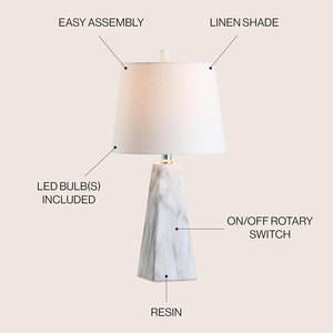 Lampe de table conique de luxe en marbre avec silhouette architecturale et éclairage d'ambiance contemporain élégant - Product Image 5