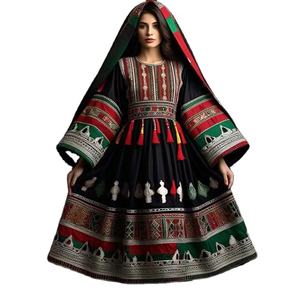 เดรสชาวอัฟกานิสถานวินเทจแบบดั้งเดิมสไตล์เรียบง่ายผ้าชีฟองระบายอากาศได้แขนยาวปักลายอินเทรนด์รายละเอียดทางวัฒนธรรม - Product Image 6