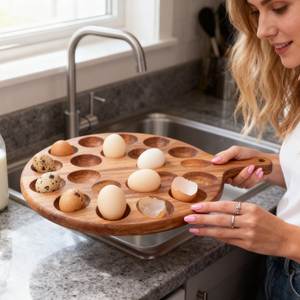 Large Capacity Wooden Egg Tray for Storing Farm Fresh Eggs Compact Wooden Egg Holder Tray for <b>Small</b> Kitchen Spaces at low cost - Product Image 1