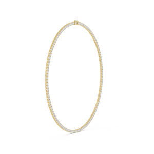 Collier tennis en or jaune avec diamants ronds de laboratoire pour femmes |   Bijoux de mariage classiques de luxe, cadeau de mariage - Product Image 1