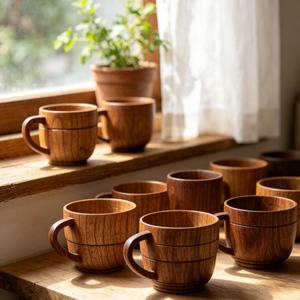 Taza de Madera Hecha a Mano, Diseño Moderno, Ecológica, con Asa, Reutilizable, para Uso en el Hogar y al Aire Libre - Product Image 4