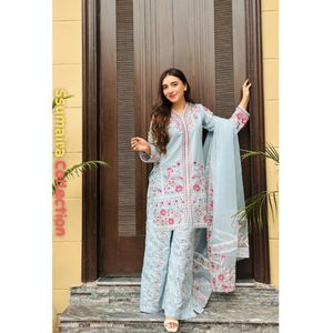 Ensemble Salwar Kameez 3 pièces en coton Ssumaira Collection, style formel, séchage rapide, broderie complexe, pantalon tendance Ayesha B - Product Image 6