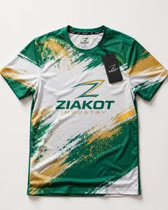 เสื้อยืด ZIAKOT รุ่นใหม่ ออกแบบใหม่สำหรับผู้ชาย สีเขียว-ขาว-ทอง สำหรับการแสดงออกทางกีฬา - Product Image 1