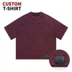 Custom Eco-Friendly Knitted Oversized Vintage Acid Wash Premium Heavyweight Cotton <b>Raglan</b> Short <b>Sleeve</b> <b>T</b>-<b>Shirt</b> - Product Image 1