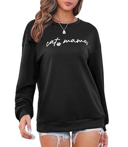Sudadera de Algodón para Mujer, de Manga Larga, con Estampado en el Hombro, Cómoda, Informal, de Lujo, Precio al por Mayor, Personalizable para Invierno - Product Image 1