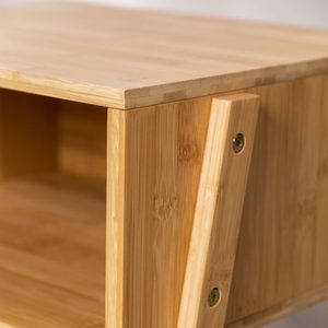 Mesa de Noche Moderna de Bambú con Estante Abierto y Estante Inferior de Almacenamiento para Dormitorio u Hotel - Product Image 2