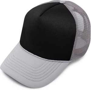 หมวกแก๊ปทรงทรัคเกอร์สีดำและสีเทา ราคาถูก ยี่ห้อ Meyba Sports ระบายอากาศได้ดี พร้อมสายปรับขนาดได้ เหมาะสำหรับสตรีทแวร์ - Product Image 1
