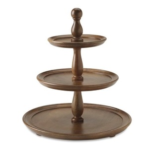 Ensemble de 2 supports à gâteau ronds en bois, finition naturelle, pour présentation de desserts - Product Image 2