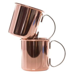 Ensemble de tasses à Moscow Mule en cuivre, couleur unie, design classique, poignée plaquée or, pour fêtes, usage adulte, tasses en métal pour voyages et camping - Product Image 3