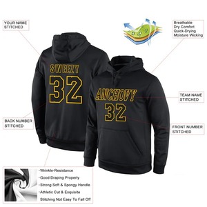 Custom Wholesale Stitched <b>Black</b> Old Gold Football Pullover Sweatshirt Hoodie Embroidery <b>Fleece</b> Team Training Apparel - Product Image 2