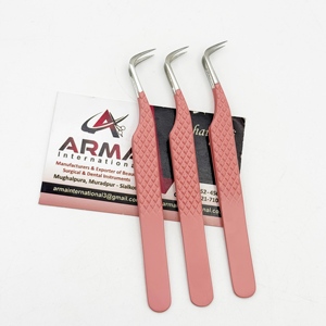 Pince à cils courbée type Hock, pointe en fibre durable, en acier inoxydable, pour extensions de cils, avec marque privée – Meilleures ventes - Product Image 3