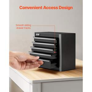 Caja de Herramientas Metálica Portátil de 8.6 Pulgadas, 5 Cajones, Caja de Herramientas de Acero Resistente, Acabado con Recubrimiento de Polvo Negro, Forros de EVA, Patas de PP - Product Image 4