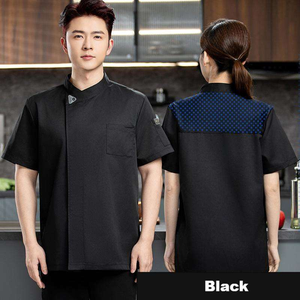 Vestes de chef respirantes en maille boutonnée pour l'été, uniformes à manches courtes pour hôtels et restaurants, en toile unisexe durable en mélange de coton - Product Image 5