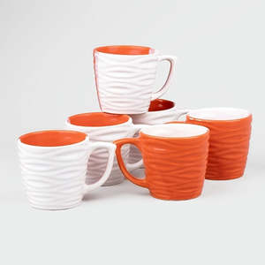 Multicolored Wavy Ceramic Tea <b>Cup</b> <b>Set</b> of 6 - Product Image 3