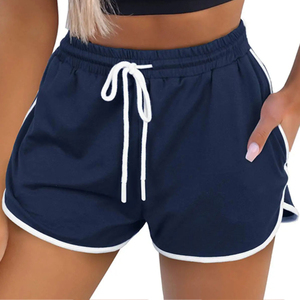 Women Breathable High Waist <b>Elastic</b> Booty Shorts <b>Belt</b> Button Flowers Fur Custom Logo Fitness Training Shorts Skinny Fit - Product Image 1
