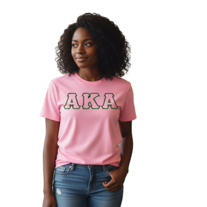 เสื้อยืด AKA Lettered AKA สีชมพูอ่อน คุณภาพพรีเมียม คอตตอน คอกลม เสื้อผ้าสำหรับชมรมนักศึกษากรีก - Product Image 5