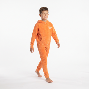 Kids Custom Kids Cotton Acid Wash Hoodie Solid Orange Color Set Regular Size Casual Sports Clothing with Personalized <b>Log</b> - Product Image 3
