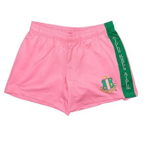 Shorts Deportivos Casuales para Mujer, Color Rosa con Franja Lateral Verde, Cómodos y Suaves, Estilo Deportivo, Ropa Deportiva de Moda - Product Image 1