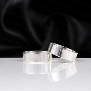 Trendy Simple 925 Sterling Silver <b>Ring</b> <b>Set</b> Minimalist Matching Bands For Couples Smooth Plain Silver <b>Ring</b> Custom Logo Wholesale - Product Image 3