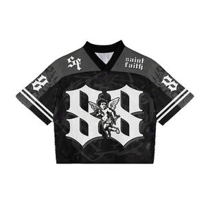 Vêtements de sport urbains unisexes surdimensionnés en jersey mesh pour usage quotidien, avec graphique ange et logo personnalisé, vente en gros USA - Product Image 1