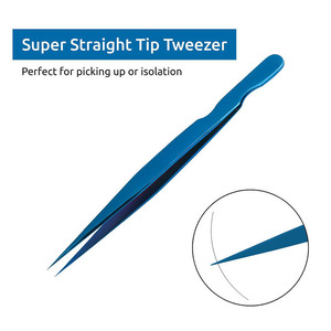 Extension de cils en acier inoxydable, design personnalisé, finition bleue avec revêtement en titane, avec pinces super droites - Product Image 4